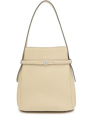 TOTEME Belted Grained Leather Bucket Bag - Natural