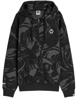 Aape Camo Hooded Cotton-Blend Sweatshirt - Black