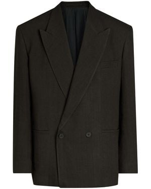 Studio Nicholson Double-Breasted Woven Blazer - Black