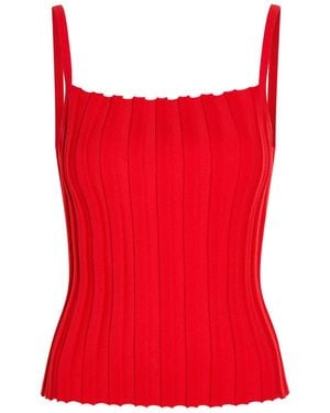 STAUD Skye Ribbed-Knit Tank - Red