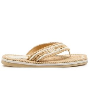 Chloé Chloé Sand Woven And Leather Flip Flops - Natural