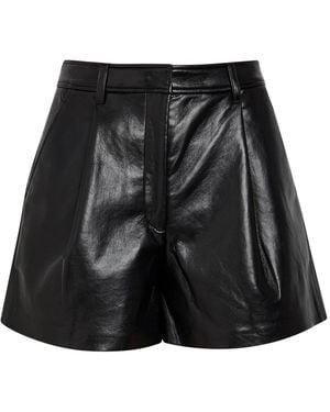 Anine Bing Trent Leather-Blend Shorts - Black