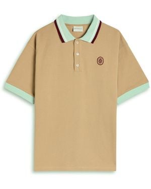 Drole de Monsieur Le Polo D Miroir Piqué Cotton Polo Shirt - Natural