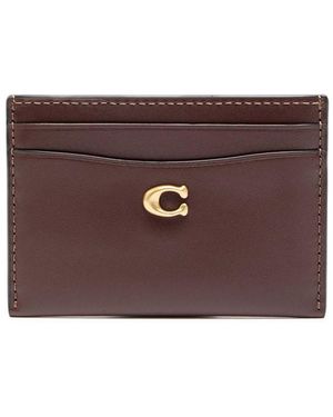 COACH Logo Leather Card Holder - Purple