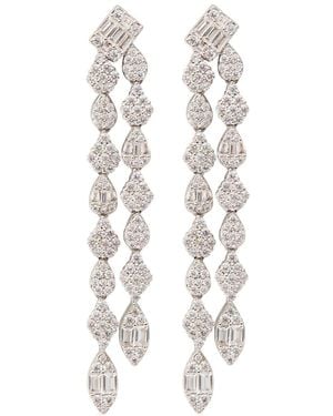 CZ by Kenneth Jay Lane Crystal-Embellished Rhodium-Plated Drop Earrings - White