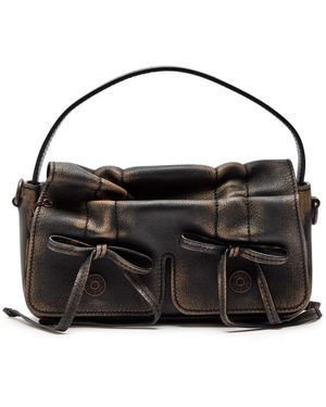 Acne Studios Multipocket Micro Vintage Grained-Leather Top Handle Bag - Black