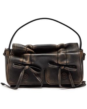 Acne Studios Multipocket Micro Vintage Grained-Leather Top Handle Bag - Black