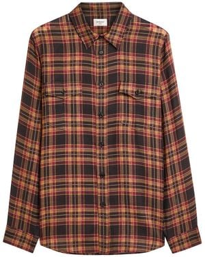 Saint Laurent Plaid Wool Shirt - Brown
