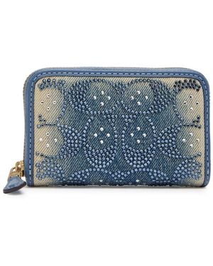 COACH Embellished And Leather Wallet - Blue