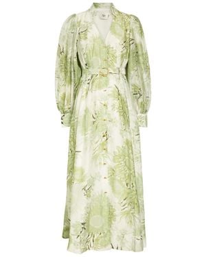 Aje. Reflector Floral-Print Woven Midi Shirt Dress - Green