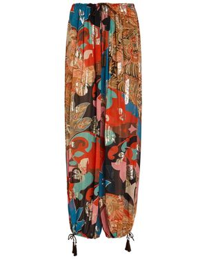 Etro Patterned Balloon-Leg Silk Pants - Orange
