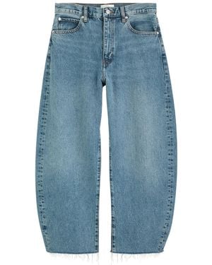 FRAME The Bubble Crop Barrel-Leg Jeans - Blue