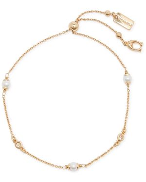 COACH Faux Pearl And Crystal-embellished Bracelet - White