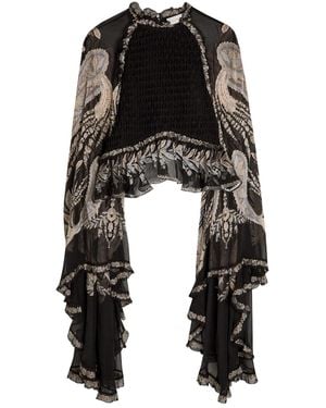 Zimmermann Dream Burnout Printed Silk Blouse - Black