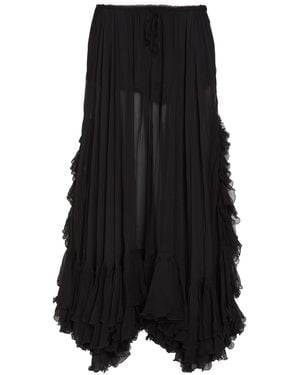 Chloé Ruffled Sheer Silk-Chiffon Maxi Skirt - Black
