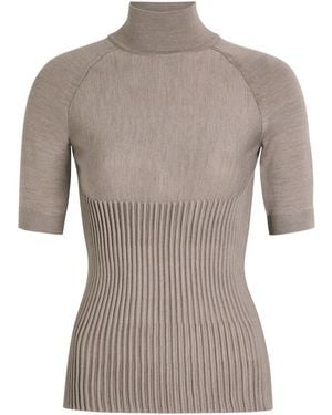 Alaïa Ribbed Wool-Blend Top - Grey