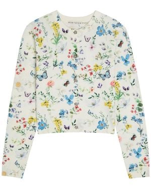 Alice + Olivia Carson Floral Print Stretch-Cotton Cardigan - White