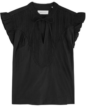 Skall Studio Aurora Embroidered Cotton Top - Black