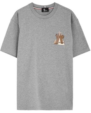 Moncler Logo Embroidered Cotton T-Shirt - Grey