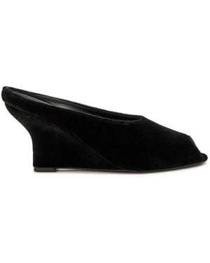 TOTEME 85 Peep-Toe Velvet Mules - Black