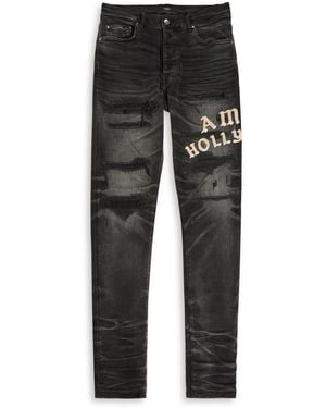 Amiri Hollywood Stretch-Denim Slim-Leg Jeans - Gray
