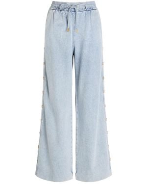 Zimmermann Rebellion Patterned Wide-Leg Silk Pants - Blue