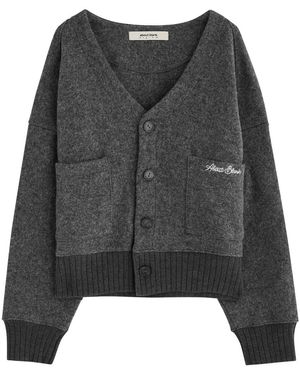 About Blank Logo-Embroidered Wool Cardigan - Grey