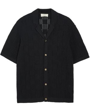 Les Deux Checked-Weave Cotton-Knit Shirt - Black