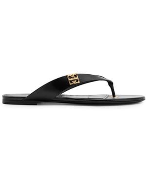 Givenchy 4G Liquid Leather Flip Flops - Black