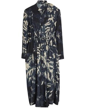 High Skive Printed Crepe Midi Shirt Dress - Black