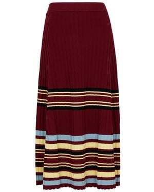 Wales Bonner Wander Striped Stretch-knit Midi Skirt - Red