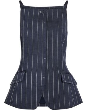 Jonathan Simkhai Edie Pinstriped Woven Top - Blue
