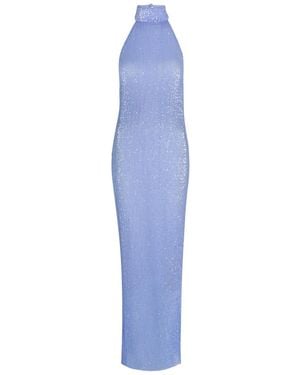 L'idée Casablanca Sequin Embellished Stretch-Mesh Maxi Dress - Blue
