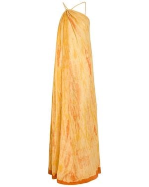 Delos Amaya Cotton And Silk-Blend Maxi Dress - Metallic