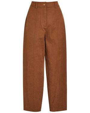 Moncler Barrel-Leg Stretch-Cotton Pants - Brown