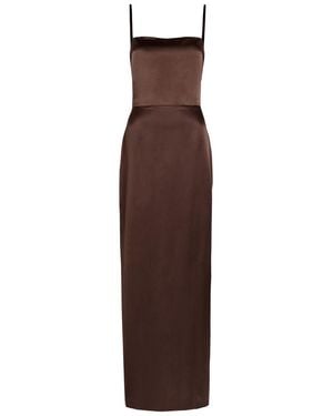 Reformation Frankie Silk Maxi Dress - Brown