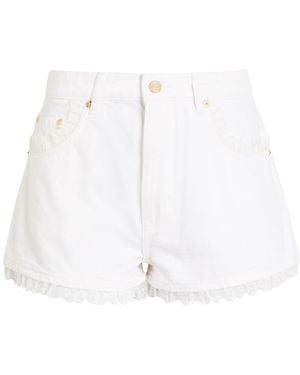 Ganni Lace-Trimmed Denim Shorts - White