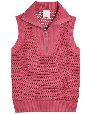 Varley Bains Half Zip Open-Knit Vest - Red