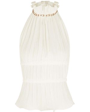 Dion Lee White Chain-embellished Plissé Top