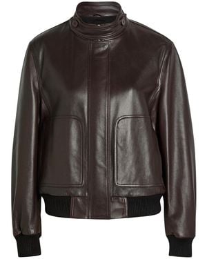 Nour Hammour Rios Leather Bomber Jacket - Black