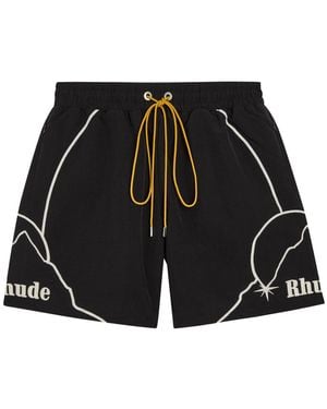 Rhude Moonlight Embroidered Shell Shorts - Black