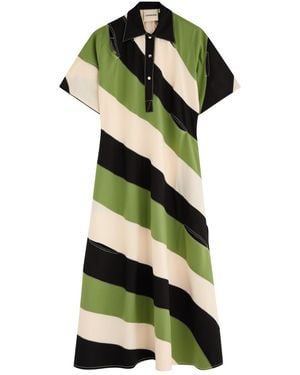 LOVEBIRDS Striped Cut-Out Twill Midi Dress - Green