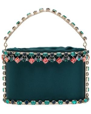 Rosantica Holli Buganville Crystal-Embellished Satin Top Handle Bag - Blue