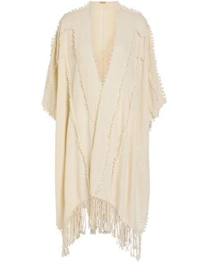 Caravana Knot Detail Cotton Cape - Natural