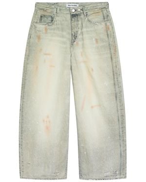 Won Hundred Lyon Painted-Effect Wide-Leg Denim Jeans - White