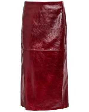 Sportmax Panelled Leather Midi Skirt - Red