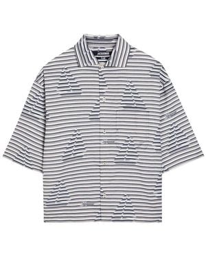 Jacquemus La Chemise Plage Striped Jacquard Cotton Shirt - Grey