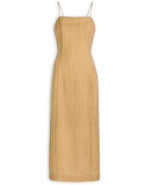 By Malene Birger Lucille Plissé Lyocell-Blend Midi Dress - Natural