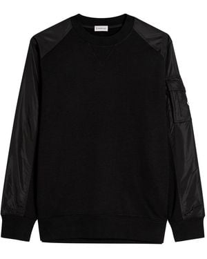 Moncler Felpa Cotton-Blend And Shell Sweatshirt - Black