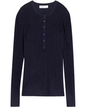 Gabriela Hearst Julian Henley Cashmere And Silk-Blend Top - Blue